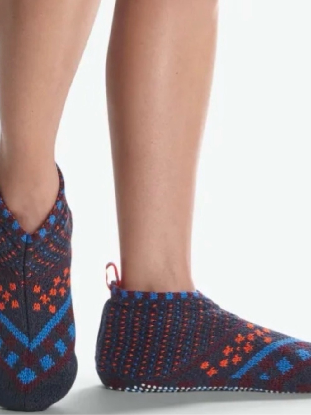 Bombas Men's Gripper Slipper Socks in Navy with Blue and Burgundy Accents - Picture 2 of 7